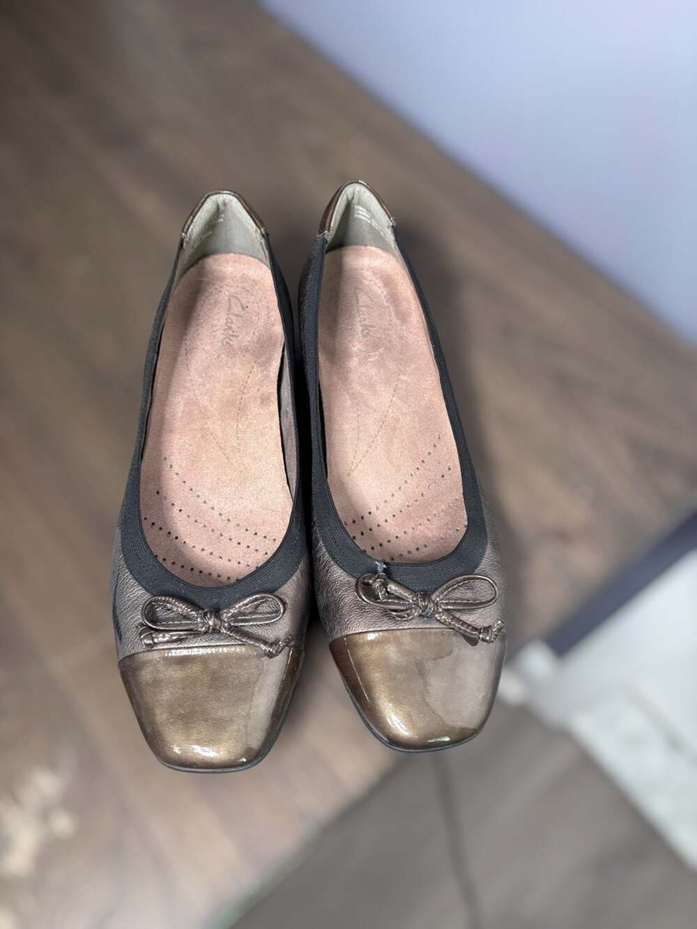 Clarks Candra Glow Metallic Bronze Leather Ballet Flats Sz 8